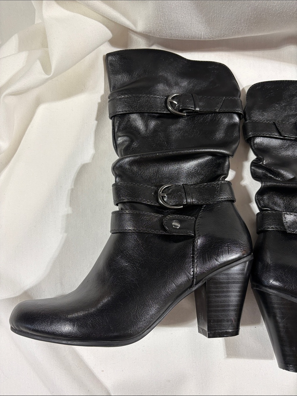 Kohl's Black Slouchy Mid-Calf Heeled Boots - Picture 4 of 11